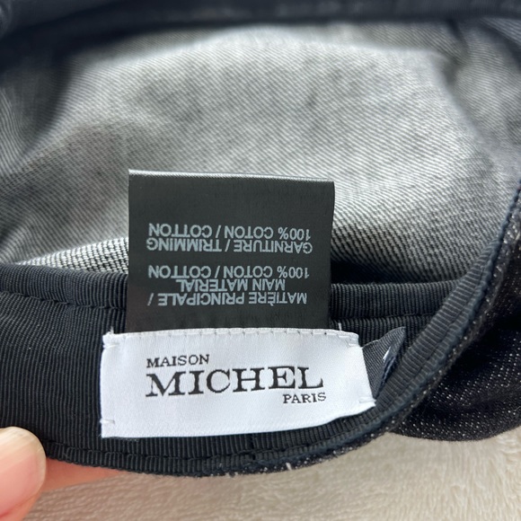 Maison Michel black denim hat. Size M main image 4
